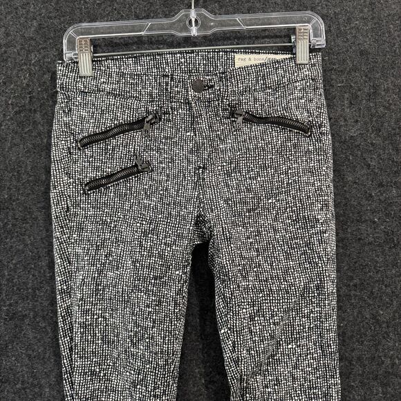 Rag & Bone Jeans Pants Women's 25 Black White Skinny Zip Ankle Made USA Linton - Picture 2 of 10
